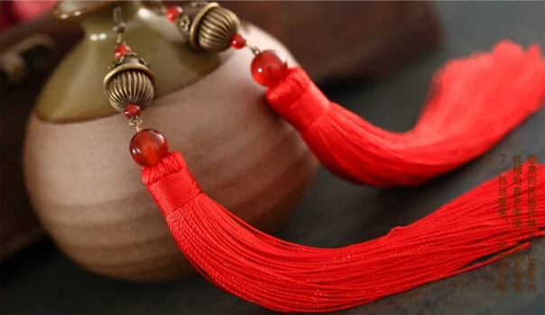 Desert wind Chinese workshop classic national red tassel earrings jewelry exaggerated female long dress personality | Украшения и