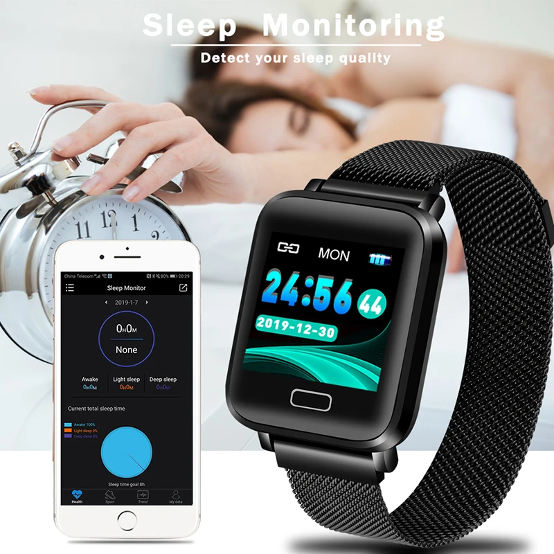 LIGE Fitness Tracker Waterproof IP67 Blood Pressure Smart Bracelet Bluetooth Calories Sport Wristband for iOS Android Band | Электроника