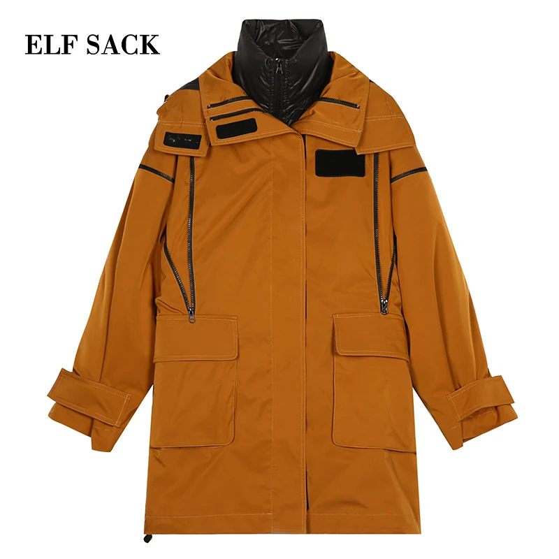 ELFSACK, новинка, большой размер, пуховик для женщин, зимняя одежда, Повседневный, толстый, белый утиный пух, пальто для женщин, уличная одежда, женские куртки