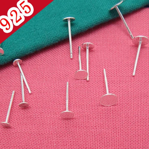 

Wholesale 50pcs 925 Sterling Silver Color Earrings Settings Blank 11mm Pin 4-6mm Round Base Jewelry DIY Earring Findings