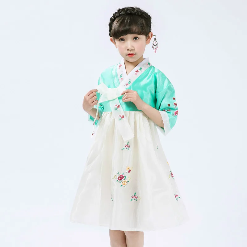 Многоцветный традиционный костюм для девочек в Корейском стиле детское платье