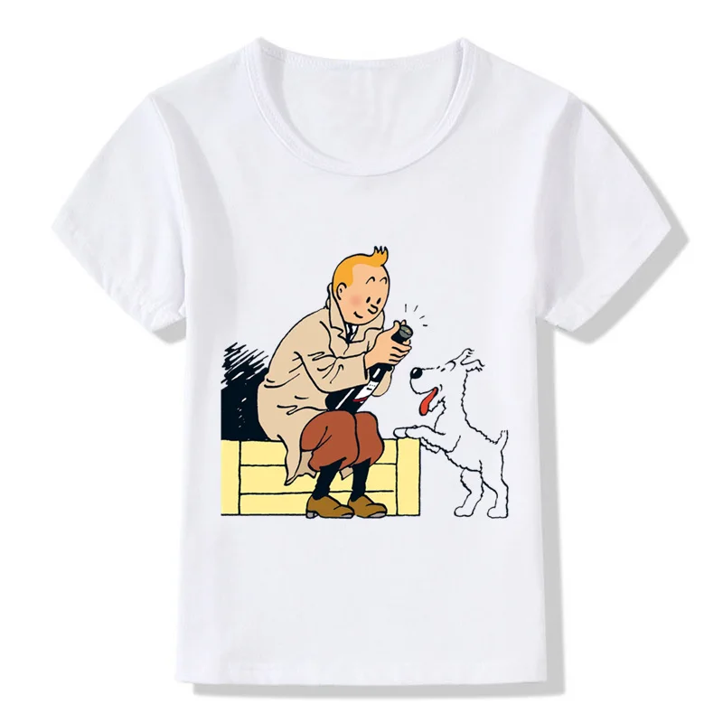 TinTin Приключения Классическая анимация детская смешная футболка для маленьких