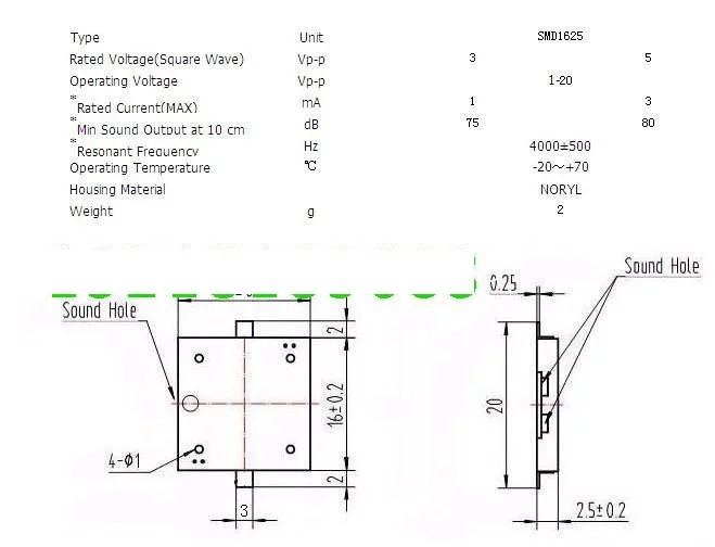 Катушковая лента SMD 1625 пассивный Пьезозуммер 16 мм * 2 5 | Электронные компоненты и