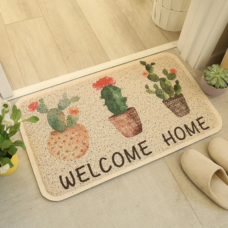 Грязепроницаемый ПВХ коврик для двери в пасторальном стиле с цветочным принтом