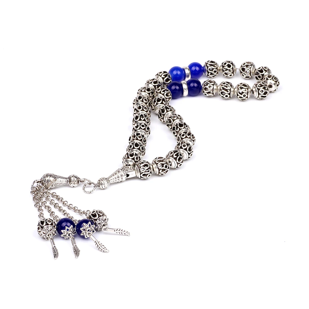 Магазин Tasbih Новое поступление DIY 1 шт Роскошные серебряные бусины с синими