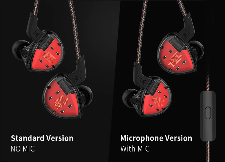 KZ ES4 наушники HiFi наушники динамические басы в ухо шумоподавление спортивные наушники с микрофоном для мобильного телефона Xiaomi