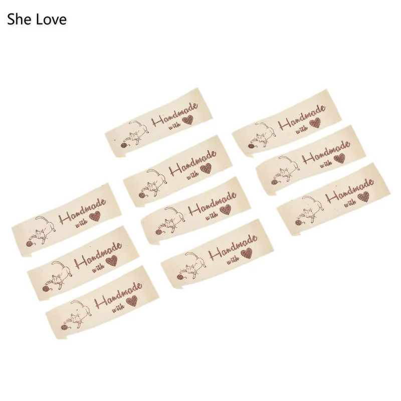 Chzimade 200PCs Handmade With Love Cotton Garment Labels Sewing Household Textile Patchwork Apparel Accessories | Дом и сад