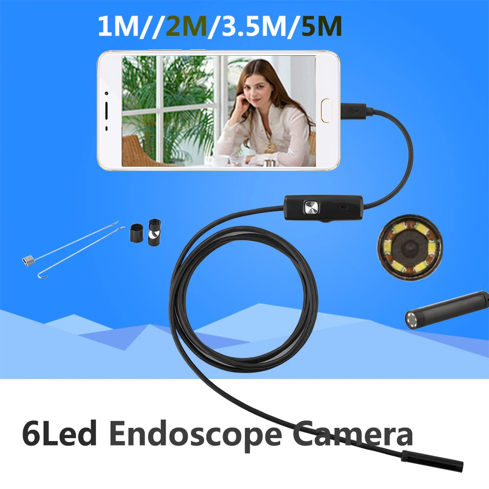 Камера Эндоскоп подводная 5 мм 2 м Usb|endoscope camera|inspection endoscopeusb android |