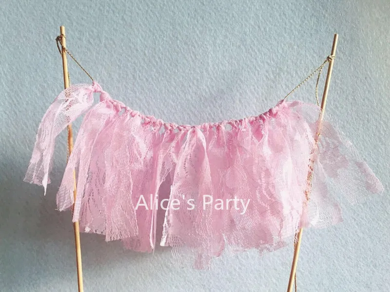 Baby Pink Lace Cake Banners Girl Birthday Buntings Table Cupcake Decorated Dessert Garland Shower Flag Smash Photo | Дом и сад