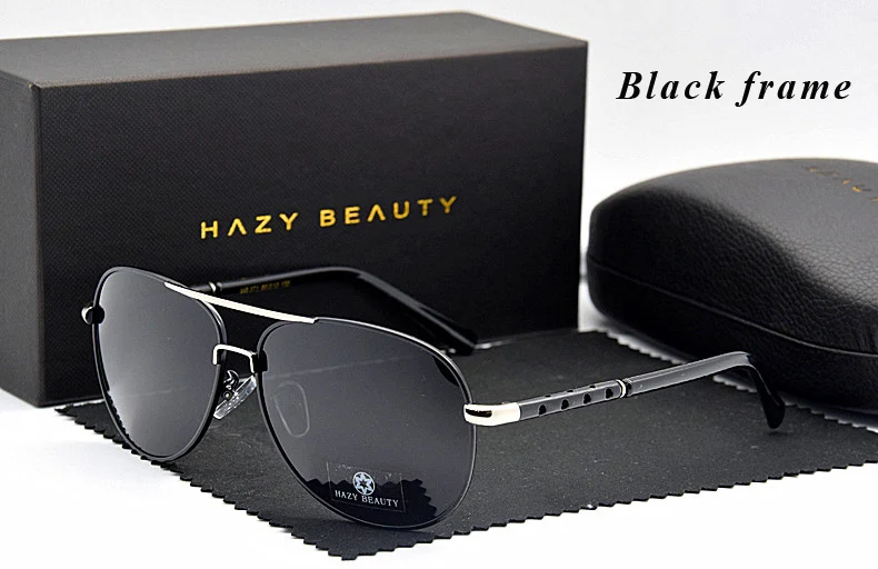Black frame Высокое качество Для мужчин Брендовая Дизайнерская обувь солнцезащитные очки мужские Поляризованные водительские солнцезащитные очки мода пилот uv400 Солнцезащитные очки Оригинальная коробка - Цвет линз: Black frame