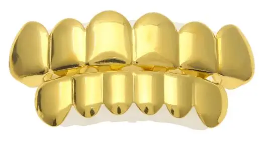 Серебряный цвет верхней нижней TeethGRILLZ Рот Зубы шапки хип-хоп грили с силиконовым режимом - Окраска металла: gold set
