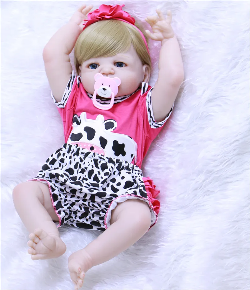 Full silicone 22&quot55cm Reborn babies doll brinquedos fashion DIY handmade reborn dolls cow suit Toddler Toys gifts collection | Игрушки и