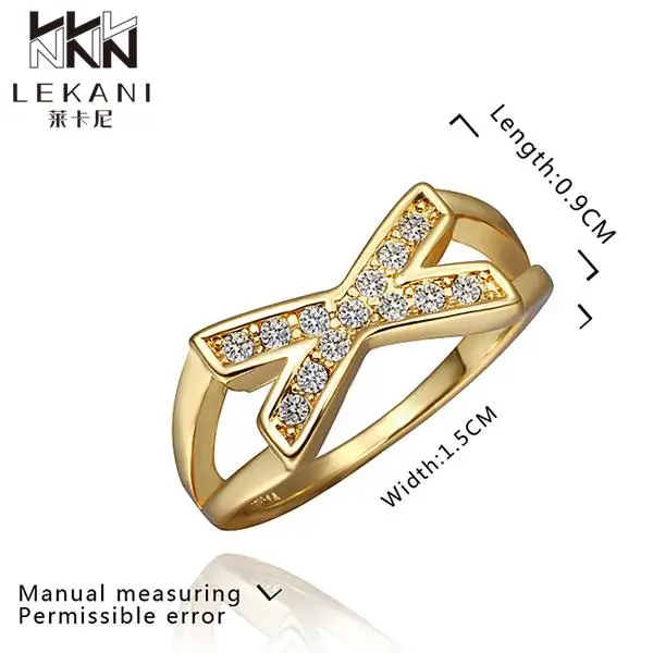 Metallic lustre pure yellow gold colour distinctive 18K Plated Jewelry new ideas geometric zircon ring R383 | Украшения и