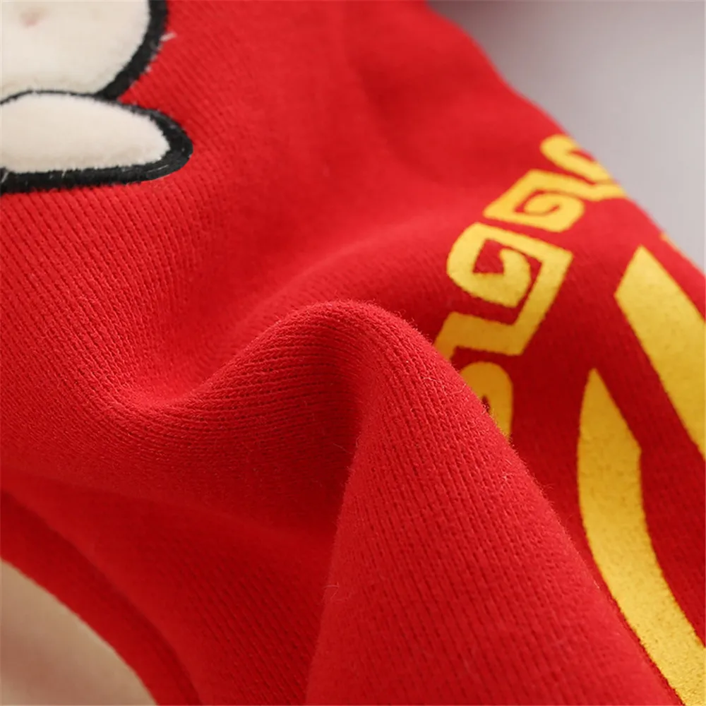 Новогодняя одежда милый красный детский комбинезон в виде свиньи осенне зимняя с