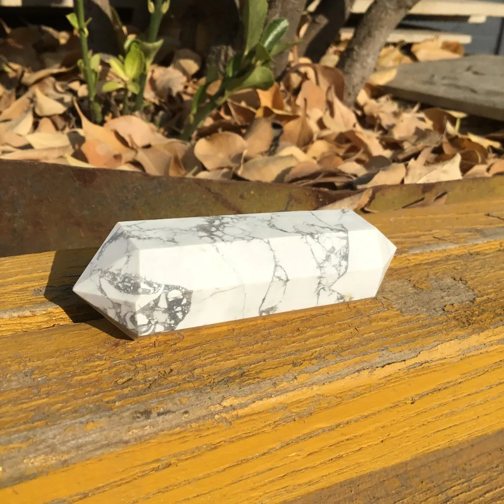 8 граней натуральный белый бирюзовый камень двойные концевые точки howlite