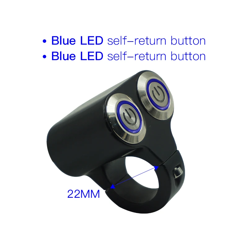 Blue-Self(22mm) 22 мм 25 мм мотоциклетные переключатели фары опасности тормоза противотуманных фар старт Kill ON-OFF управление двойной переключатель с индикатором света - Цвет: Blue-Self(22mm)