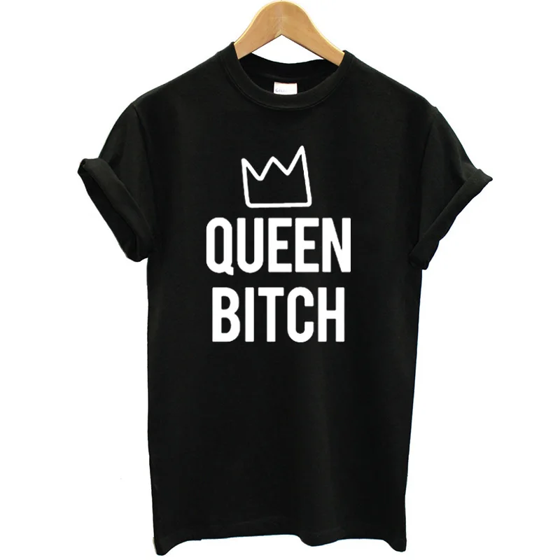 Женская футболка с буквенным принтом Queen Bitch забавные летние топы короткими