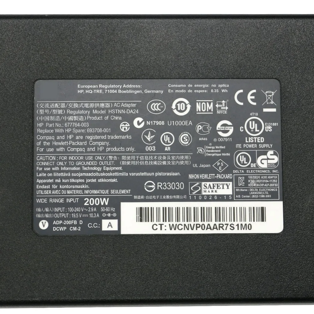 100% Original 19.5V 10.3A 200W Laptop Slim Power Charger for HP DC7800 DC7900 DC8000 ZBOOK 15 HSTNN-CA16 HTSNN-DA24 AC Adapter | Компьютеры