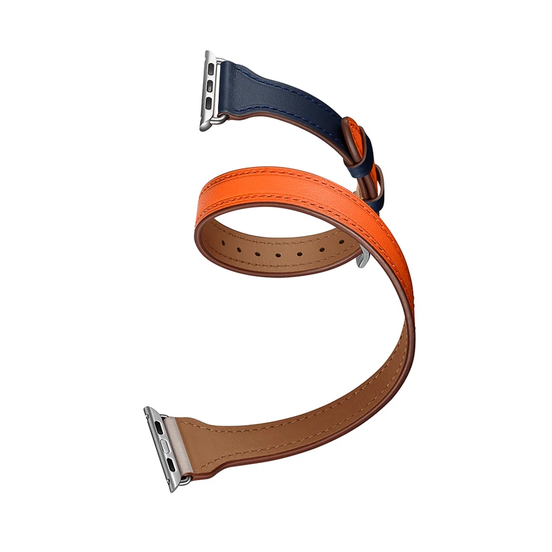 Двойной ремешок для apple watch band 44 мм 40 42 38 браслет из натуральной кожи iwatch series