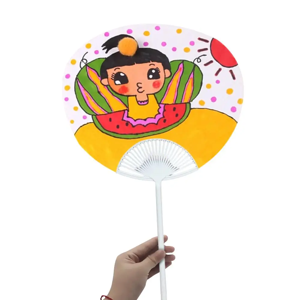 Недорогой веер из японской бумаги детский для ручной росписи сделай сам белого