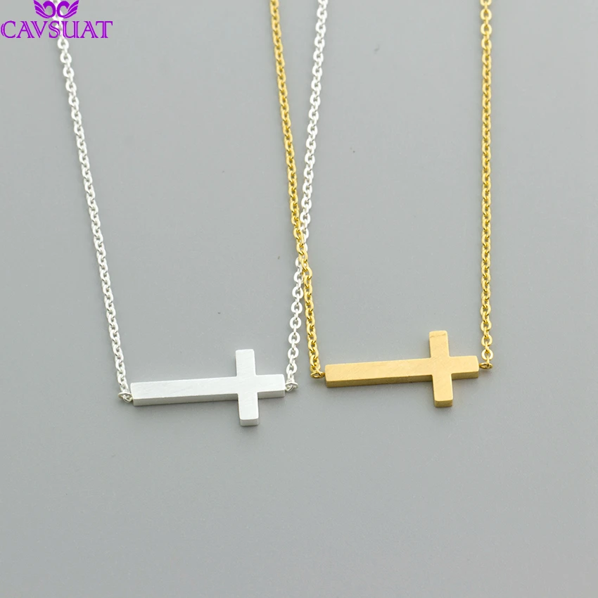 Нержавеющая сталь Боком Для женщин крест кулон Цепочки и ожерелья серебро Цвет