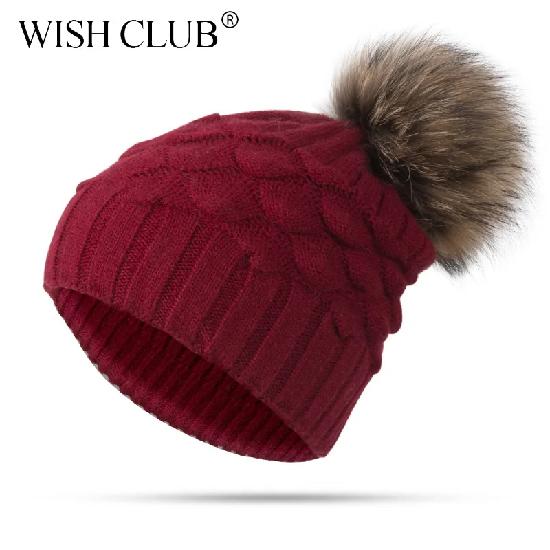 WISH CLUB, Высококачественная зимняя женская шапка, шапки бини, теплая вязаная шапка, женская теплая шапка-Кепка унисекс, вязанная зимняя хлопковая шапка