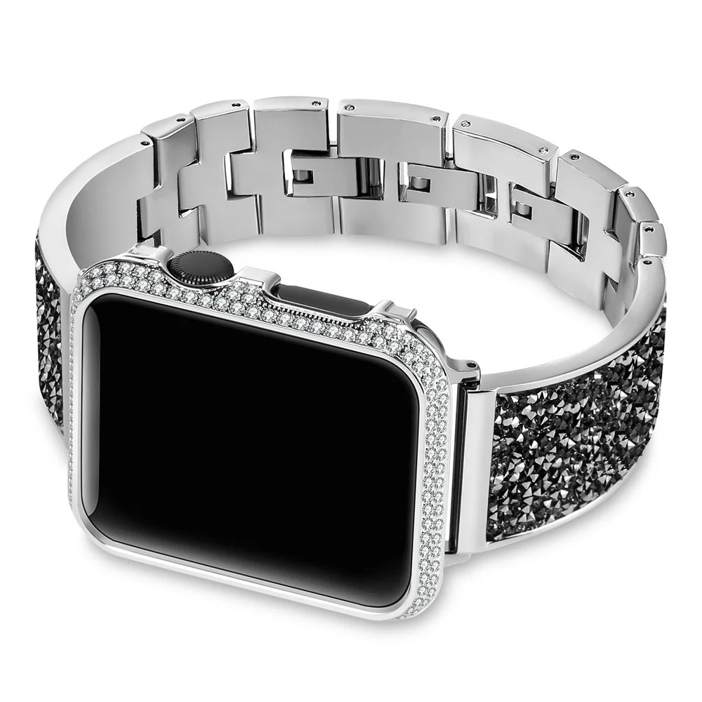 URVOI Блестящий ремешок для apple watch series 3 2 1 ремешок для iwatch роскошный блестящий циркониевый браслет современный дизайн 38 42 мм
