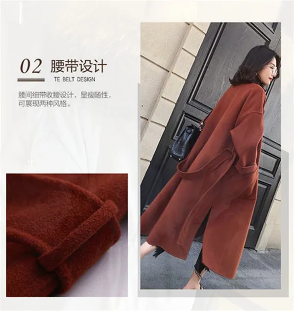 winter woman coats winter new wool woolen coat long cashmere solid color straight large size woolen coat