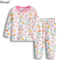 hooyi newest baby girl home clothes sets fashion pink cake girls pajamas suit butterfly infant t shirt trouser sleepwear 0 2year