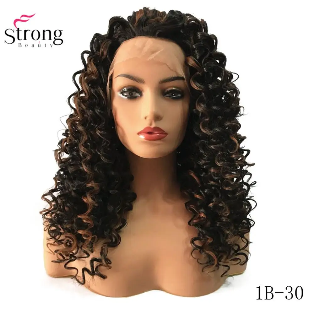 1B-30 StrongBeauty синтетические волосы на кружеве Искусственные парики коричневый/черный длинные нахальный вьющиеся волосы шиньон синтетическ - Цвет: 1B-30