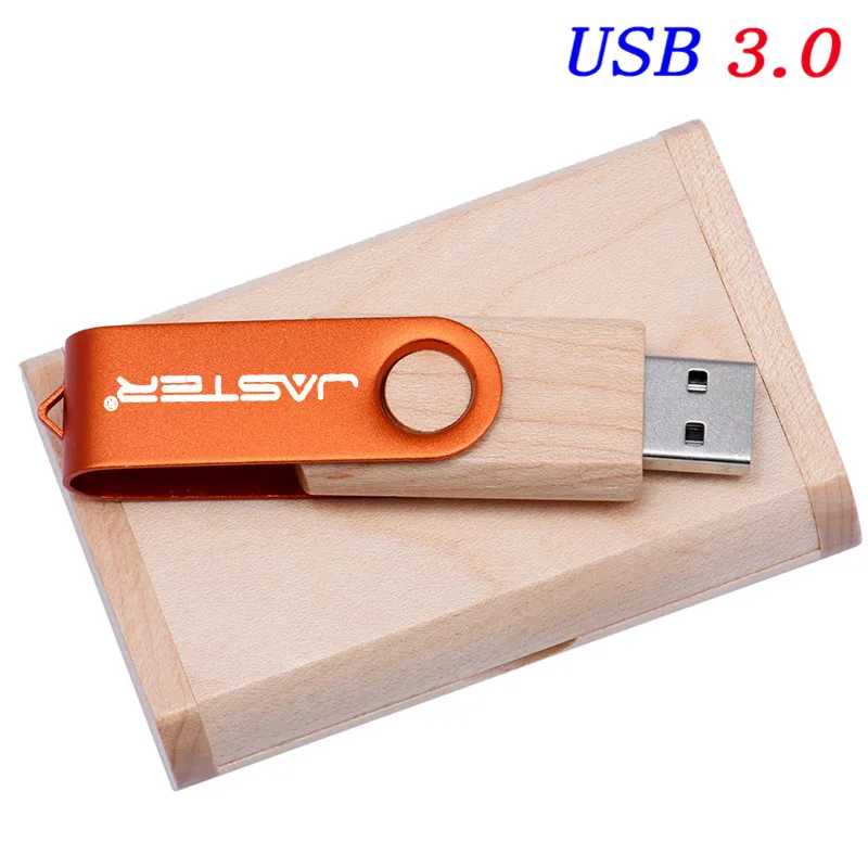 JASTER USB 3,0 Пользовательский логотип цветной металл+ клен дерево usb флеш-накопитель 4 ГБ 8 ГБ 16 ГБ 32 ГБ 64 ГБ 128 ГБ wediing personal - Цвет: orange