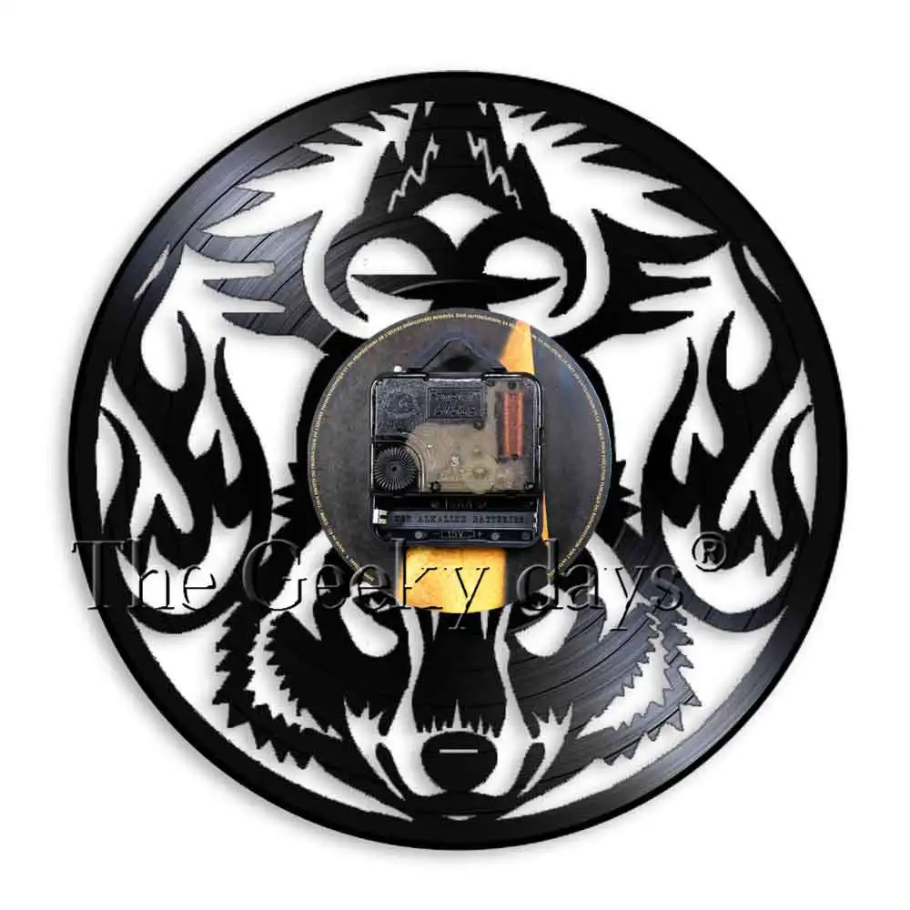 Воющий волк Виниловая пластинка настенные часы Horloge Wild Animal Art настенные часы современный уникальный домашний Настенный декор искусство новые подарки