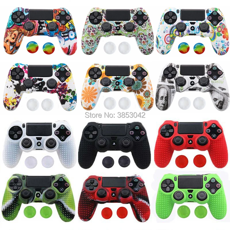 Цветной Противоскользящий силиконовый резиновый чехол для PS4 Dualshock 4 Pro тонкий контроллер с бесплатным силиконовый захват большого пальца