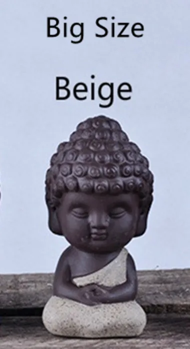 beige Big Size Маленькая фигурка буддийского монаха Статуэтка тафагата Индия фигурка Йога с символом "мандала" чай ПЭТ фиолетовые керамические ремесла Zakka декоративные керамические украшения - Цвет: beige Big Size