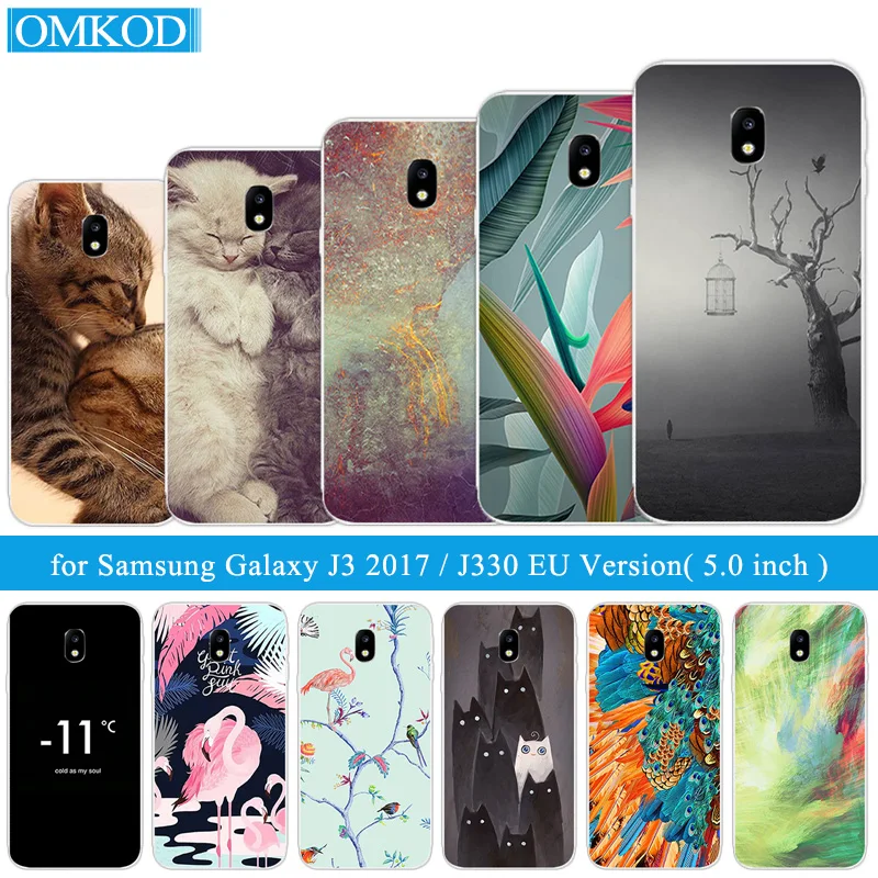 Чехол для Samsung Galaxy J3 2017 J330F версия ЕС чехол J330 Flamingos чехлы телефонов силиконовый из