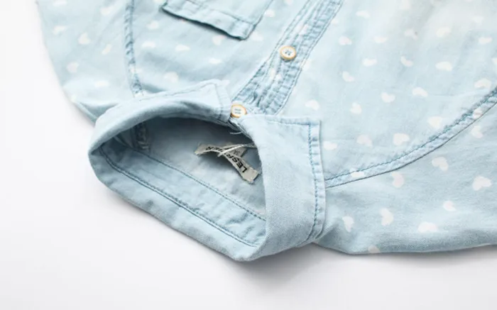 Хлопковые джинсовые рубашки и блузки для маленьких девочек с длинным рукавом