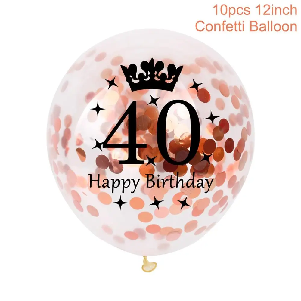 confetti 40 rosegold 10pcs 12inch Happy Birthday Balloon 30 40 50 60 Anniversary Latex Balloons Wedding Anniversary Decor Birthday Supplies - Цвет: confetti 40 rosegold