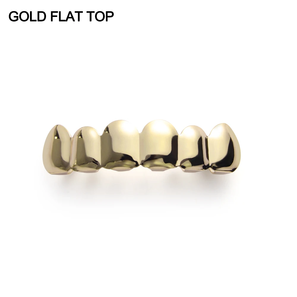 Gold Flat Top 1 шт., набор для гриля для зубов, вампирский Клык, хип-хоп, зубная крышка, верхняя и нижняя части, инструменты для гриля, гриля, аксессуары для украшения тела - Окраска металла: Gold Flat Top