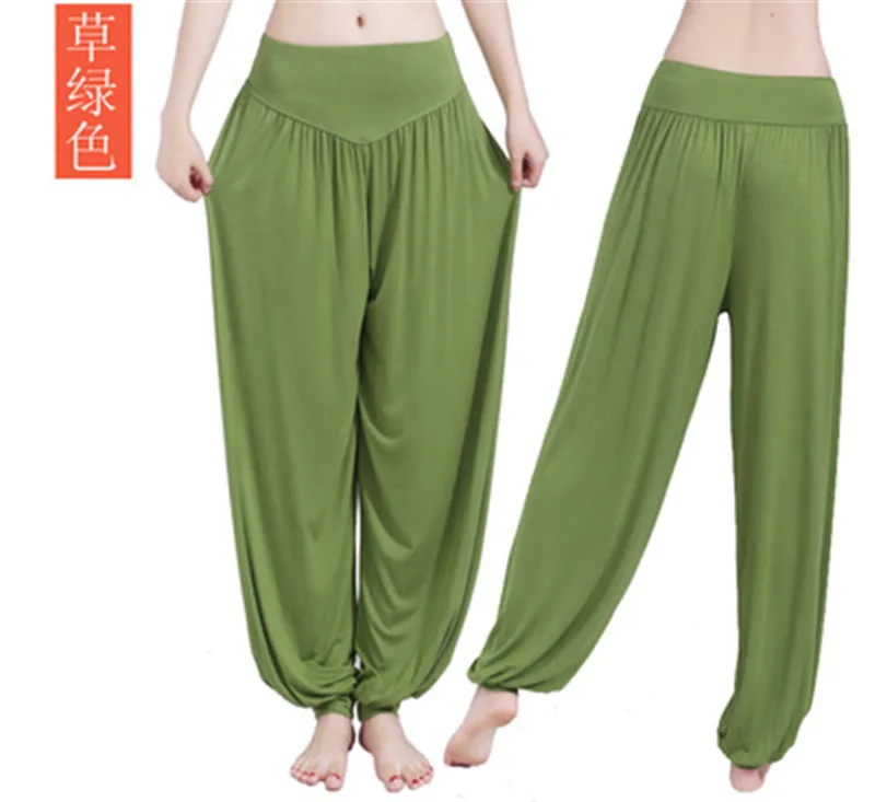 fgreen Лидер продаж широкие брюки для йоги размера плюс S M L XL XXL XXXL Для женщин свободные штаны длинные штаны для йоги, танцев спортивная мягкая обработанная вискоза, домашние штаны - Цвет: fgreen