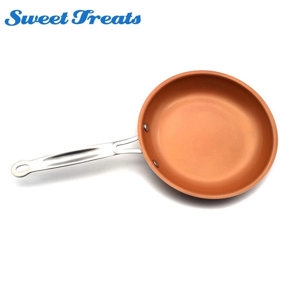 Sweettreats 8/10/12 inchNon-палка медная сковорода для жарки с Керамика покрытие и индукционная плита, микроволновая печь и подходит для мытья в посудомоечной машине