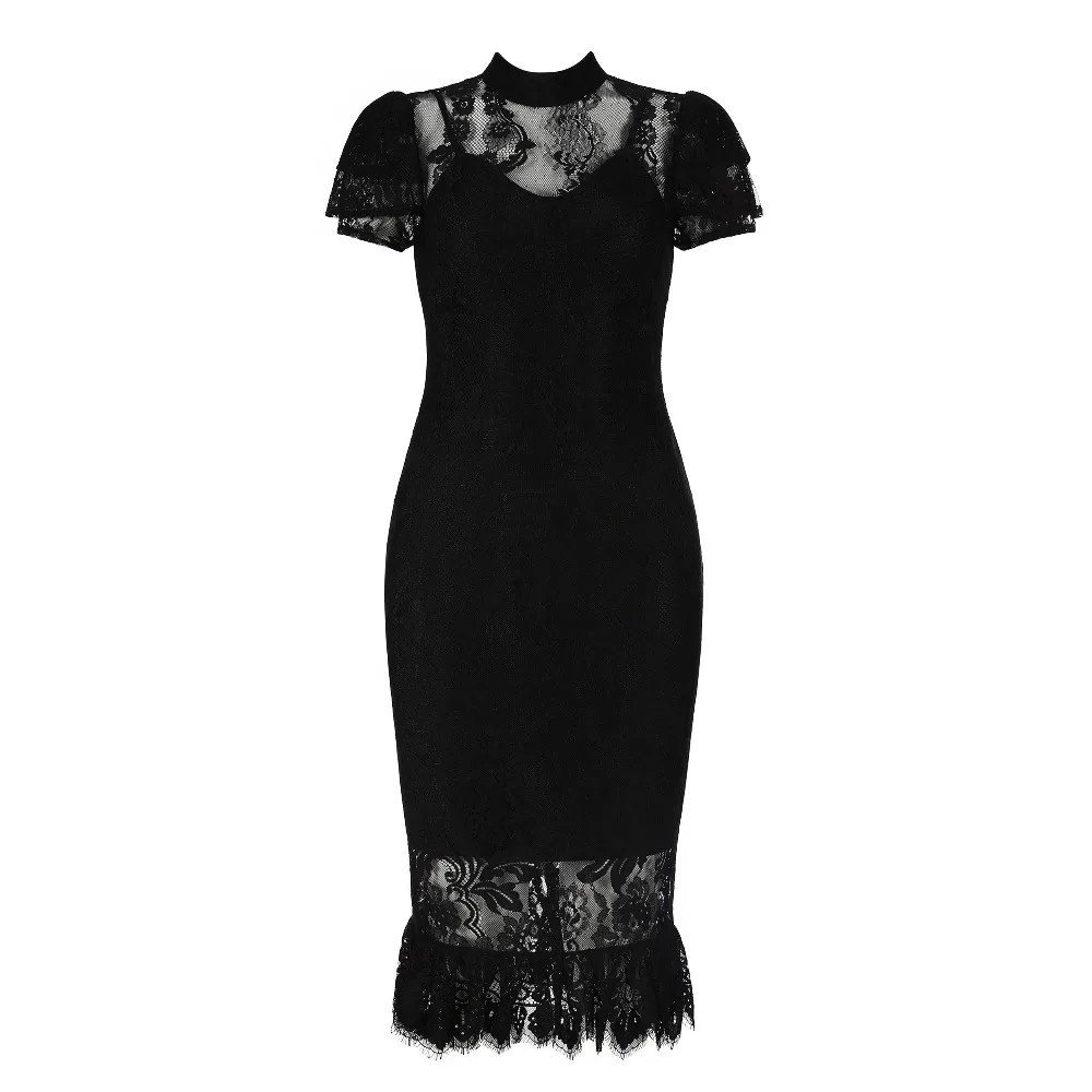 CIEMIILI/2018 летнее сексуальное кружевное платье длиной до колена белого и черного