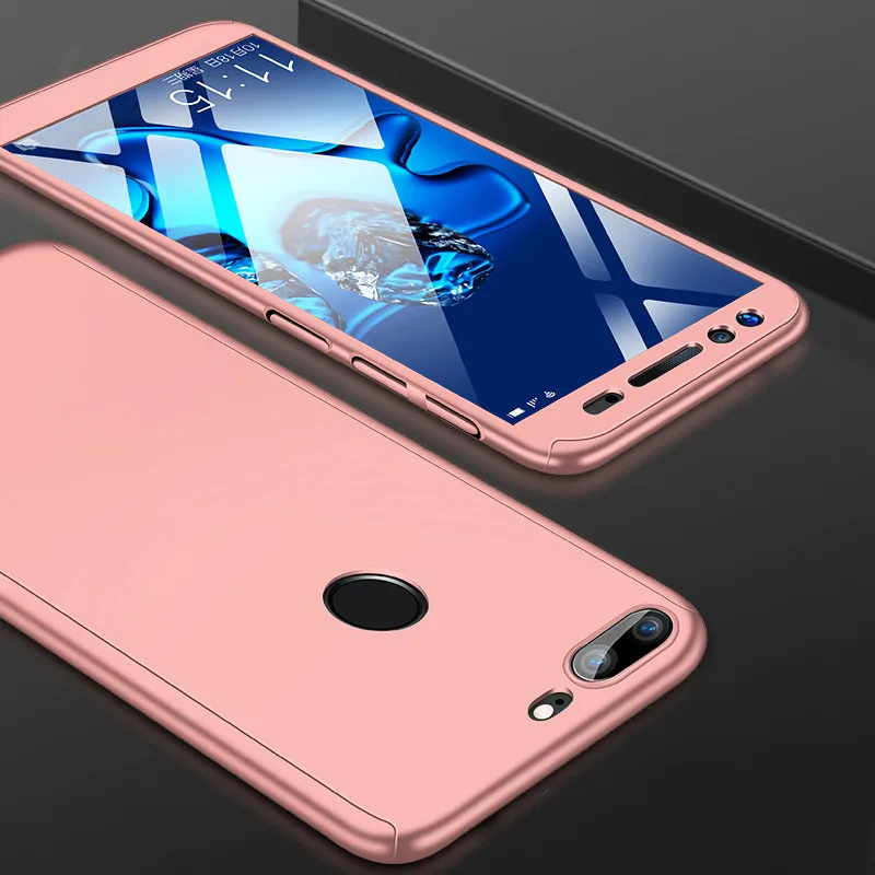 Rose Gold 360 градусов полный чехол для телефона Huawei Nova 2 2s 3 3i 3e P смарт-экран протектор телефона крышка Honor V9 Play 10 Lite чехол - Цвет: Rose Gold