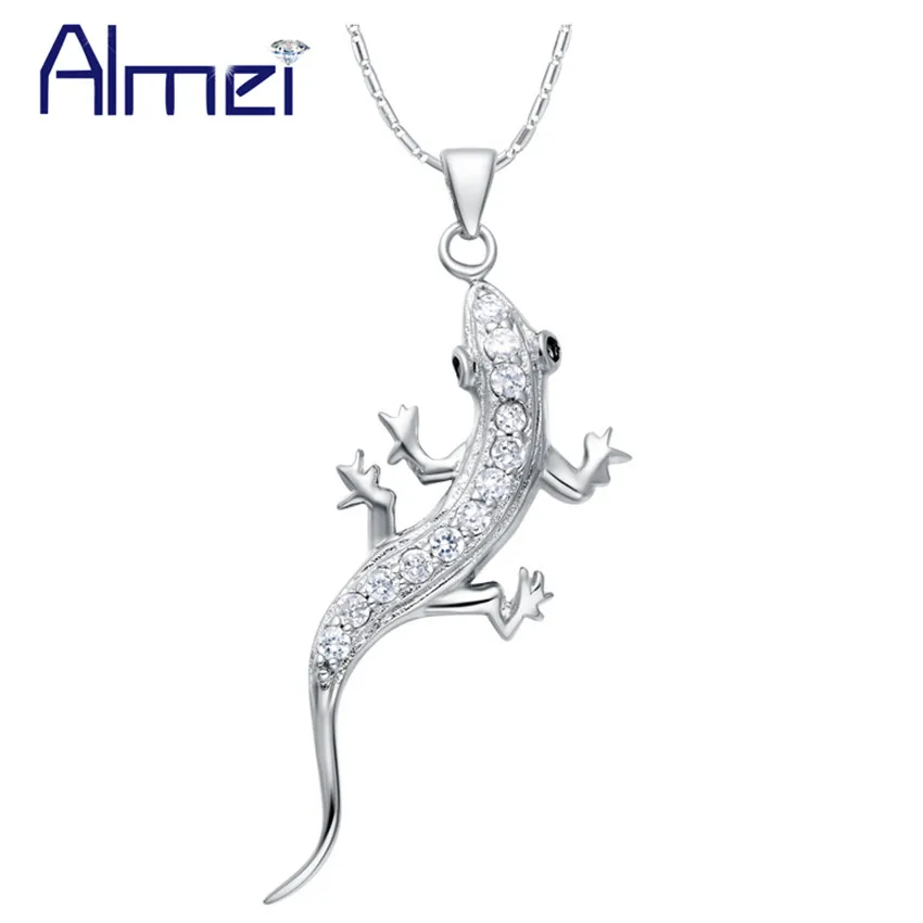 Almei 5% скидка ожерелья и подвески в виде ящерицы серебряного цвета для женщин