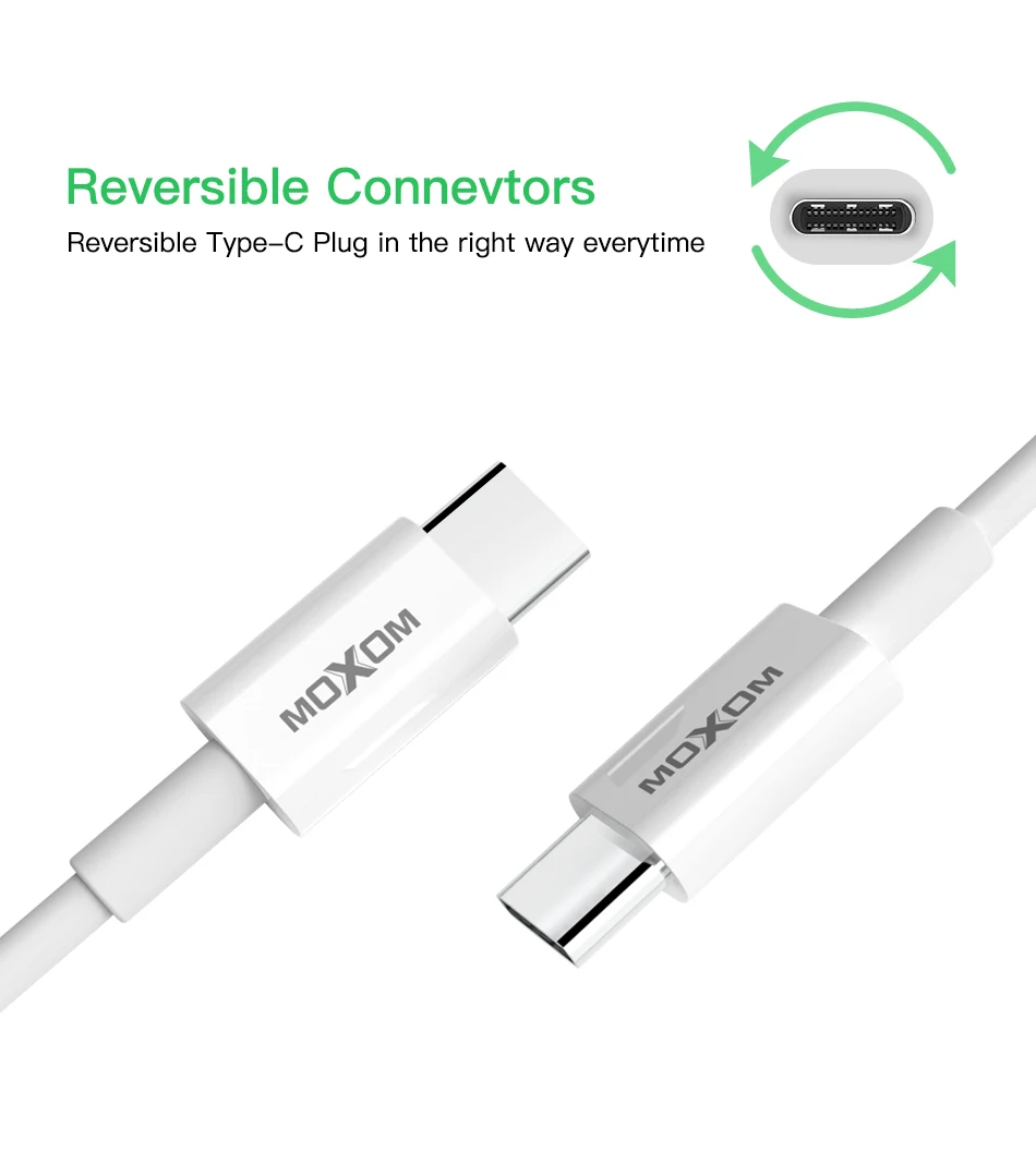 MOXOM usb type-C кабель для USB C кабель для samsung S10 S9 Xiaomi Mi 9 8 Quick Charge 4,0 USBC PD быстрое зарядное устройство USB-C кабель type-C