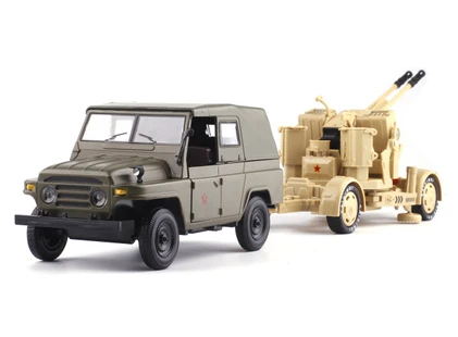 D Высокая имитация 1:32 Масштаб Jiefang грузовик зенитная пушка Игрушечная модель автомобиля из сплава статическая Военная Модель Коллекция - Цвет: D