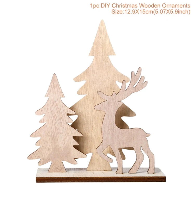 Wooden ornaments 6 FENGRISE Elk деревянные рождественские украшения для дома рождественские украшения Дерево Санта Клаус украшения Navidad счастливый год - Цвет: Wooden ornaments 6