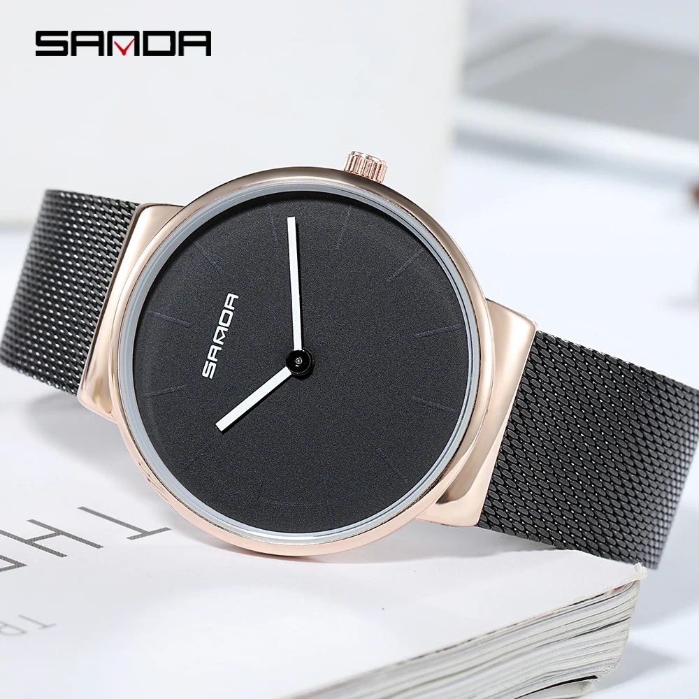 SANDA Brand Luxury Mens Watches Men Fashion Simple Quartz Wristwatches Stainless Steel Mesh Belt Male Watch relogio masculino | Наручные