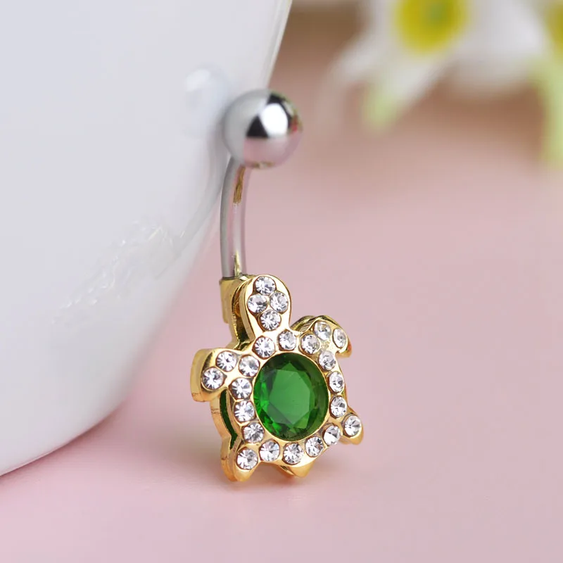 Funmor милый Кристалл Маленькая Черепаха Животное пирсинг пупка кольцо для