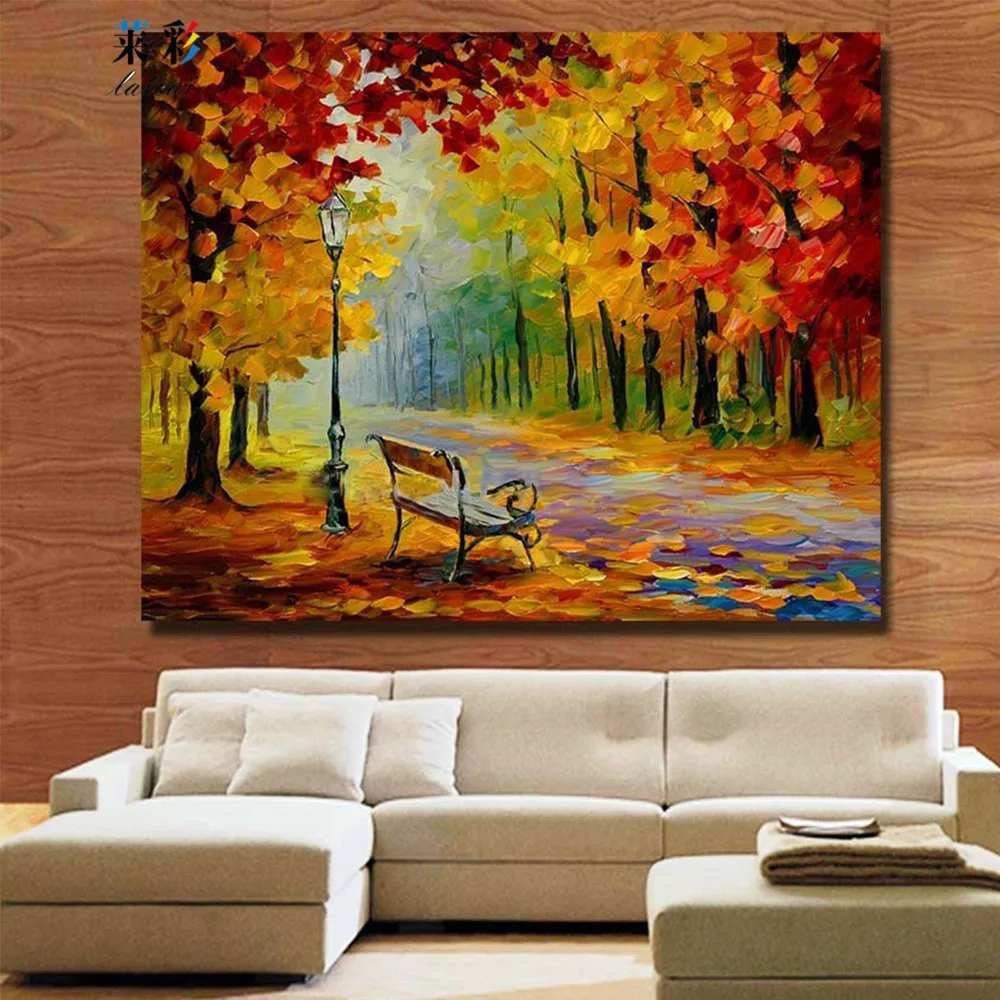 100% ручная роспись Абстрактная живопись маслом стул дерево дорога мастихином на