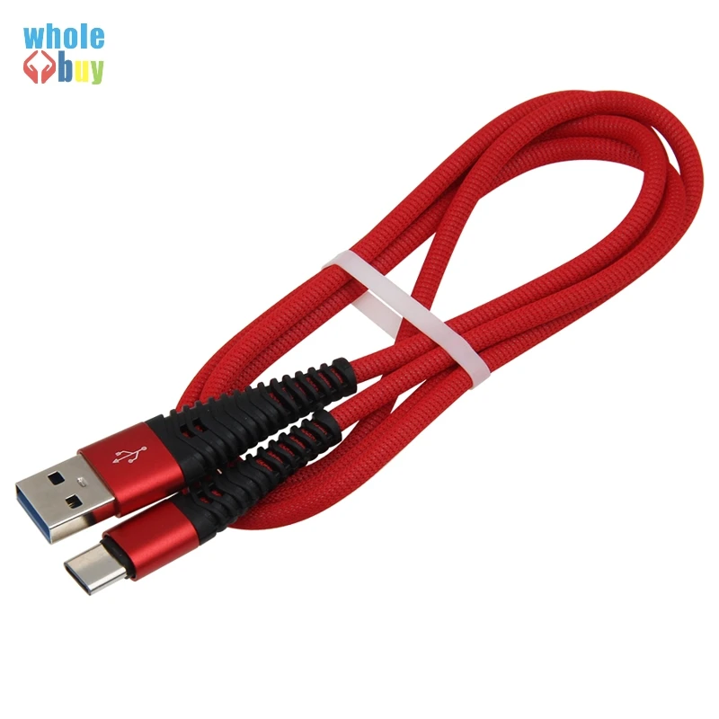 100 шт. Нейлоновый плетеный USB-кабель TypeC быстрой зарядки для Samsung Galaxy HTC 10 Macbook Xiaomi Mi8 A1 Зарядный шнур